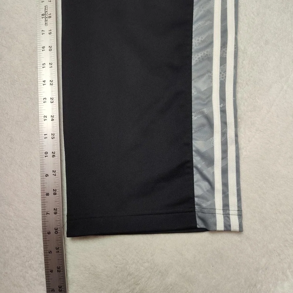 Adidas‎ Track Pants Mens L Black Side Stripe Lined Drawstring Tapered Basketball